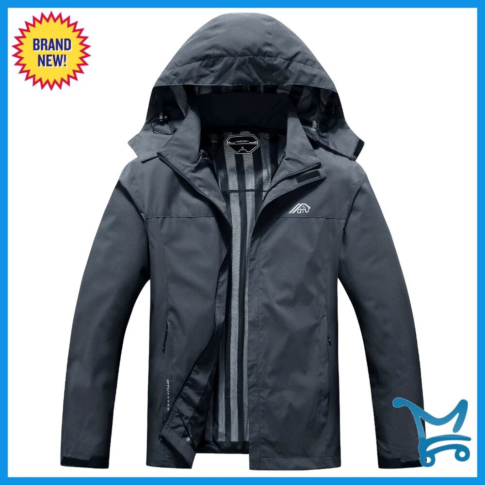 Men's Lightweight Waterproof Hooded Rain Jacket Shell For Hiking Travel